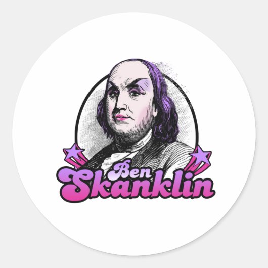 Benjamin Skanklin Runder Aufkleber (Vorderseite)
