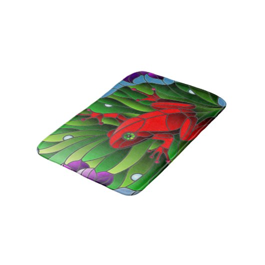 Benjamin The Red Frog Pond Blume Green Lotus Leaf Badematte (Schrägansicht)