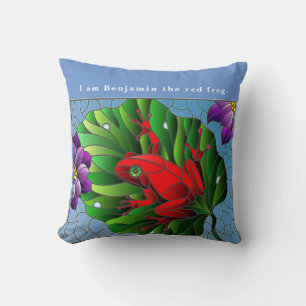 Benjamin The Red Frog Pond Blume Green Lotus Leaf Kissen