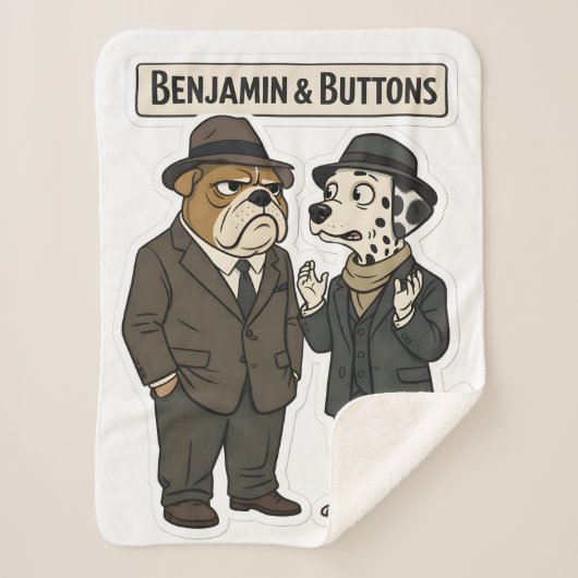 Benjamin und Buttons Detektiv-Duo-Fleece-Decke Sherpadecke (Vorderseite)