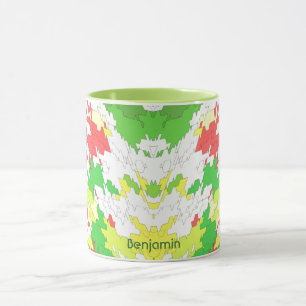BENJAMIN ~ White Green Yellow CHRISTMAS Tasse