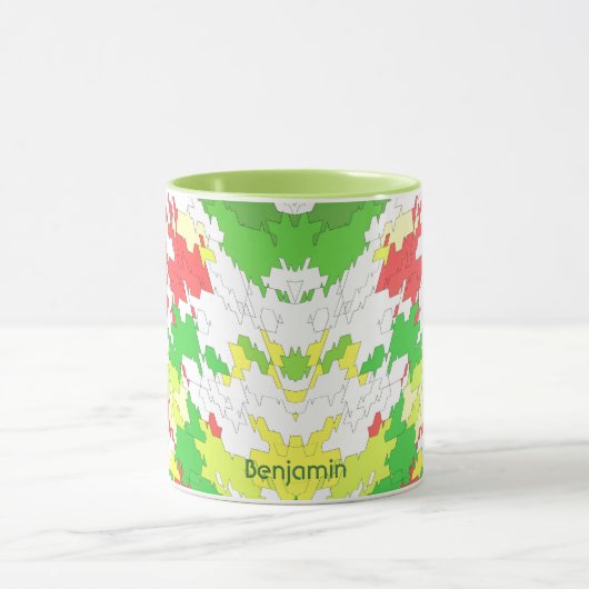 BENJAMIN ~ White Green Yellow CHRISTMAS Tasse (Zentrum)