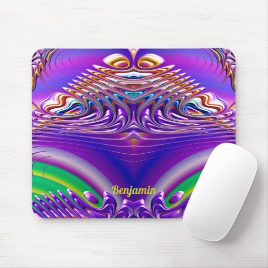 BENJAMIN ~ Zany Green, Blue, Yellow und Lila Mousepad (Mit Mouse)