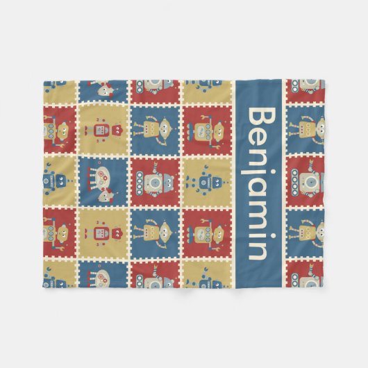 Benjamins personalisierte Roboter-Decke Fleecedecke (Vorderseite (Horizontal))