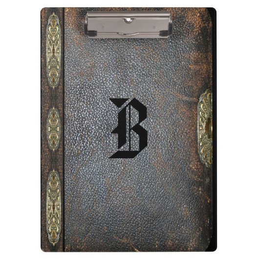 Benjura Old Book Style Cool Monogram Klemmbrett (Vorderseite)
