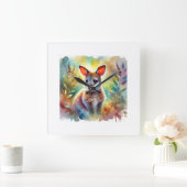 Bennets Wallaby in a Serene Landscape 040924AREF13 Quadratische Wanduhr (Zuhause)