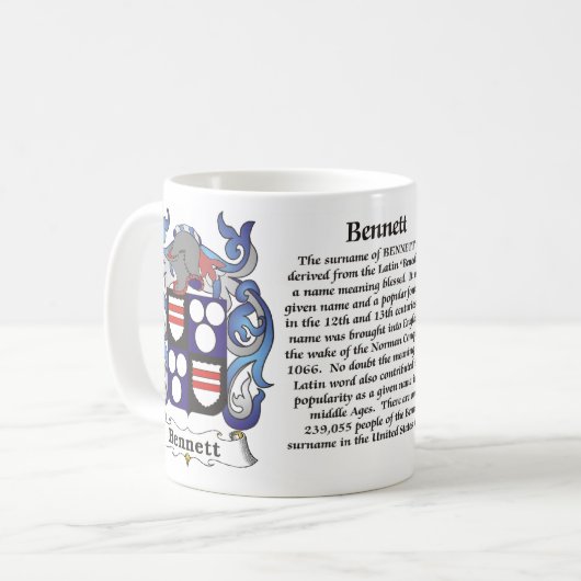 Bennett-Familienwappen-Tasse Kaffeetasse (Vorderseite Links)