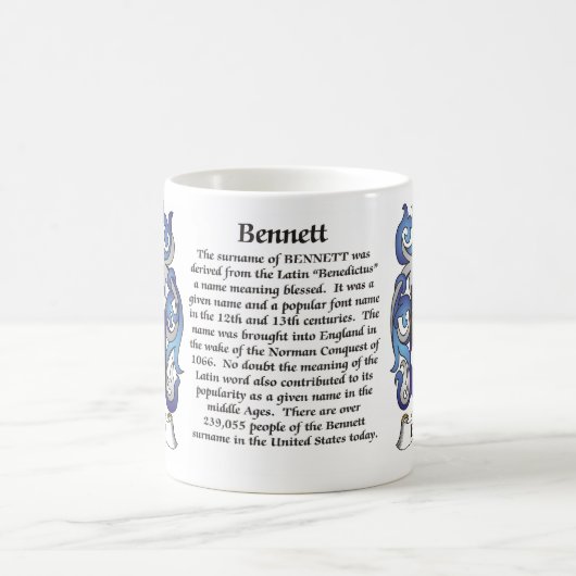 Bennett-Familienwappen-Tasse Kaffeetasse (Mittel)