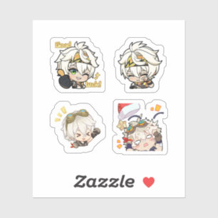 Bennett Genshin Impact 4er Stickerbogen Aufkleber