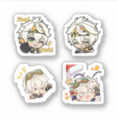 Bennett Genshin Impact 4er Stickerbogen Aufkleber (Vorderseite)