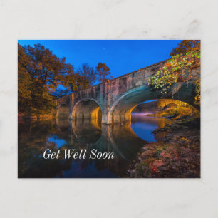 Bennett Spring Bridge Twilight Get Well Postcard Postkarte