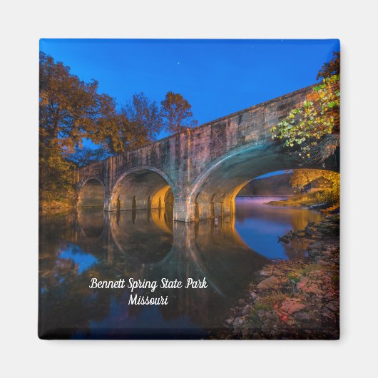 Bennett Spring Bridge Twilight Square Magnet (Vorne)