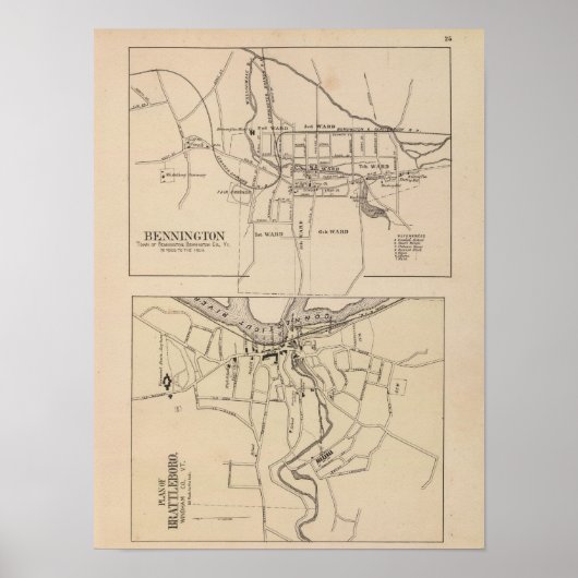Bennington und Battleboro-Plan Poster (Vorne)