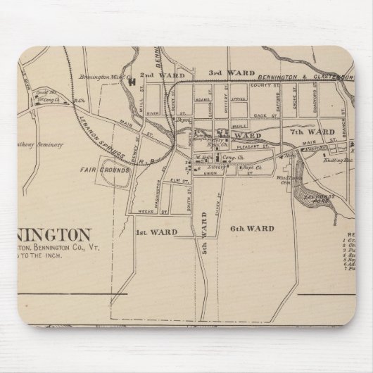 Bennington und Plan von Battleboro Mousepad (Vorne)