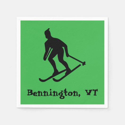 Bennington, VT - Green Mountain Skiing Town Serviette (Vorderseite)