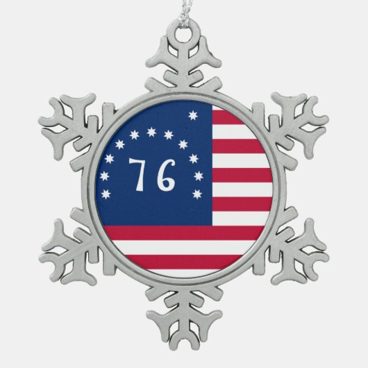 Benningtons Banner: Die 76 amerikanische Schlachtf Schneeflocken Zinn-Ornament (Vorderseite)