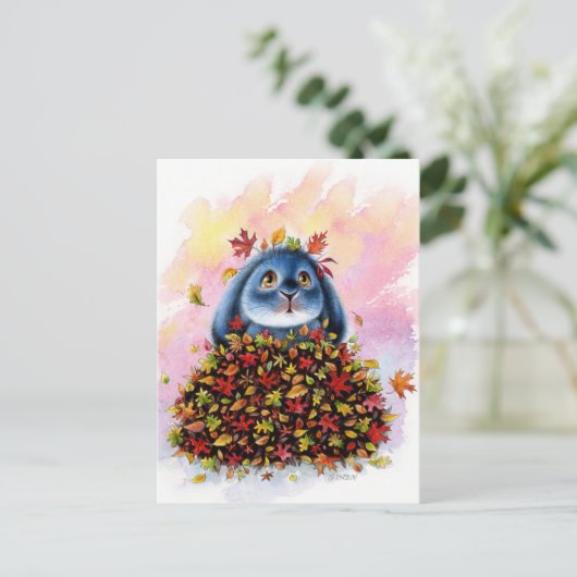 Benny Blue - Blätter Fall Postkarte (Stehend Vorderseite)