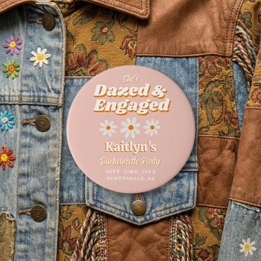 Benommen & Engagiert Groovy 70er-Junggesellinnenab Button
