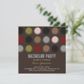 Benommene Farbdisco Dots Einladung Bachelor Party (Stehend Vorderseite)
