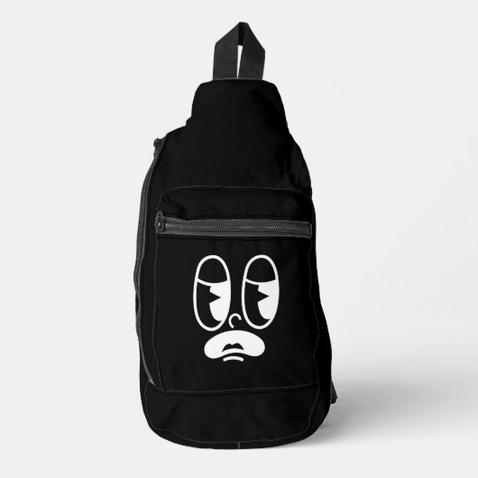 Benommener Glitch-Gesicht Crossbody Bag (Vorderseite)