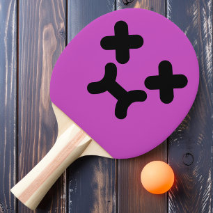 Benommenes Schmollgesicht Lila Ping-Pong-Schläger Tischtennis Schläger