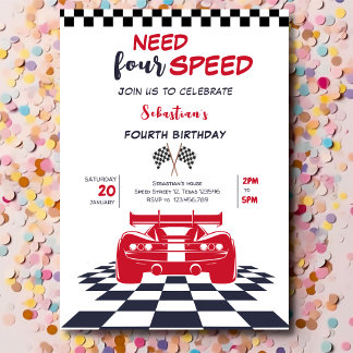Benötigen Sie vier Speed Rennwagen vierten Kinderg Einladung