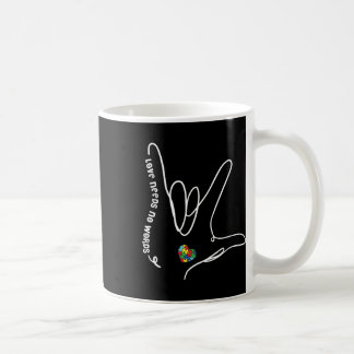 Benötigt keine Worte Asl Puzzle Piece Herz Autismu Kaffeetasse