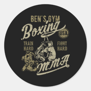 Ben's Gym Boxing Mixed Martial Arts Retro Design f Runder Aufkleber
