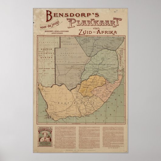 Bensdorp's Dutch Map of South Africa Circa 1900 Poster (Vorne)