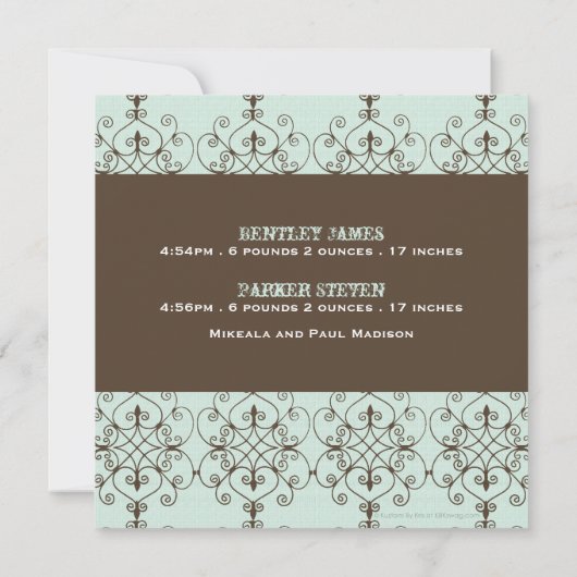 Bentley James BIrth Ankündigungen (Rückseite)