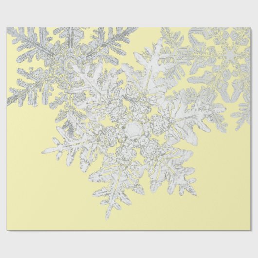 BENTLEY SNOWFLAKES AUF DEM GELBEN GIFT-WRAPPING-PA GESCHENKPAPIER (Flach)