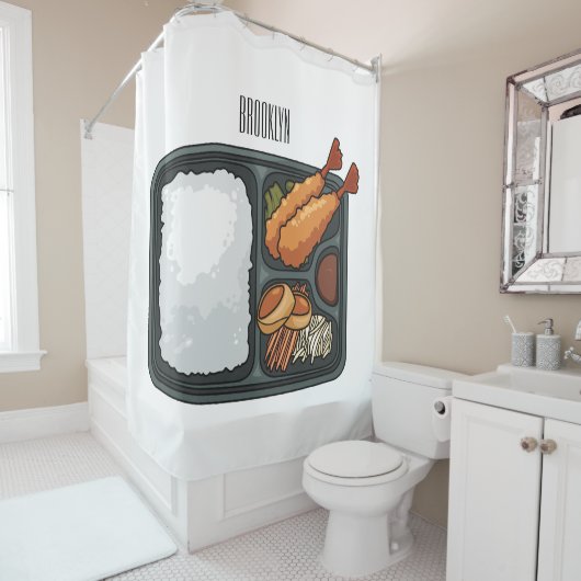 Bento Cartoon Illustration Duschvorhang (Beispiel)