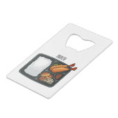 Bento Cartoon Illustration Geldbeutel Flaschenöffner (Rückseite Schrägansicht)