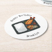 Bento Cartoon Illustration Runder Pappuntersetzer (Angewinkelt)