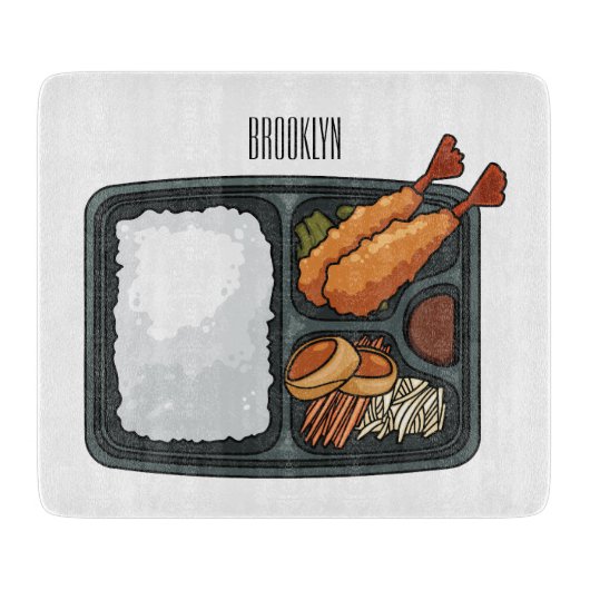 Bento Cartoon Illustration Schneidebrett (Vorderseite)