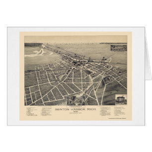 Benton Hafen, panoramische Karte Michigans - 1889