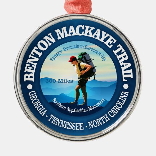 Benton MacKaye Trail (Hiker C) Silbernes Ornament (Vorne)