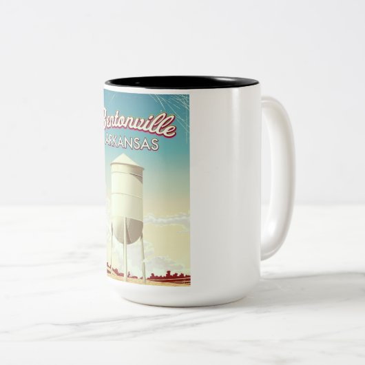 Bentonville, Arkansas Reiseplakat. Zweifarbige Tasse (VorderseiteRechts)