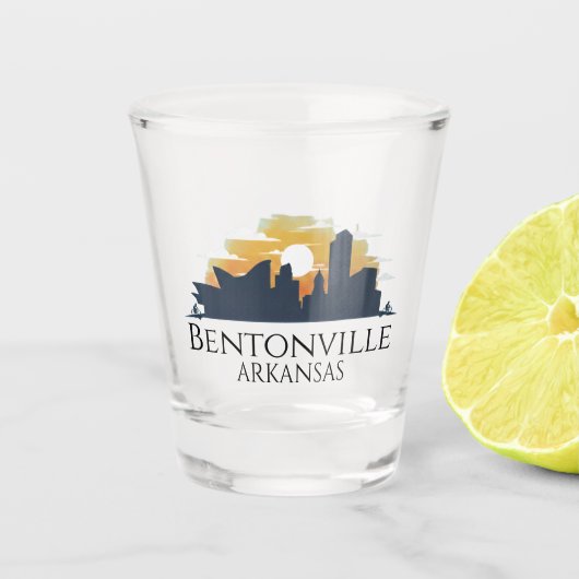 Bentonville-Silhouette, Arkansas Schnapsglas (Vorderseite)