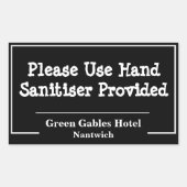 Benutzen Sie bitte den Hand-Sanitiser. Hotel Badez Rechteckiger Aufkleber (Vorderseite)