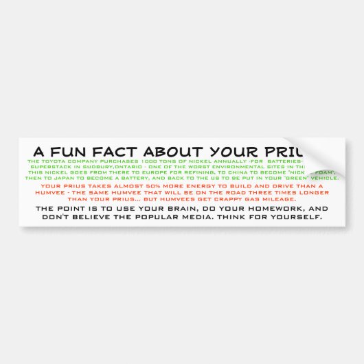 BENUTZEN SIE DAS GEHIRN 1 - PRIUS AUTOAUFKLEBER (Vorne)