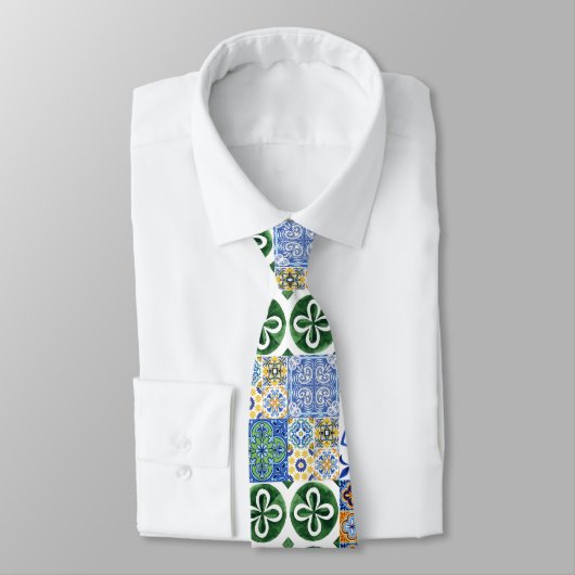Benutzer Neck Tie Portugiesische Fliesen Krawatte (Gebunden)