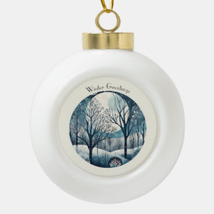 Benutzerdefineter mondheller nordischer Wald Winte Keramik Kugel-Ornament