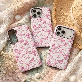 Benutzerdefinetes rosa Toile-Monogramm-Handyhülle- Samsung Galaxy Hülle