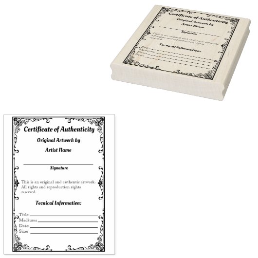 Benutzerdefinierbare Artwork-Authentifizierung Dru Gummistempel (Stempel)