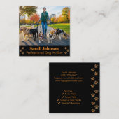 Benutzerdefinierbare Berufliche Dog Walker-Visiten Quadratische Visitenkarte (Vorne/Hinten)