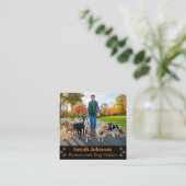 Benutzerdefinierbare Berufliche Dog Walker-Visiten Quadratische Visitenkarte (Stehend Vorderseite)