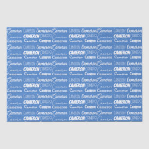 Benutzerdefinierbare Blue Boys Name Schriftart Col Seidenpapier