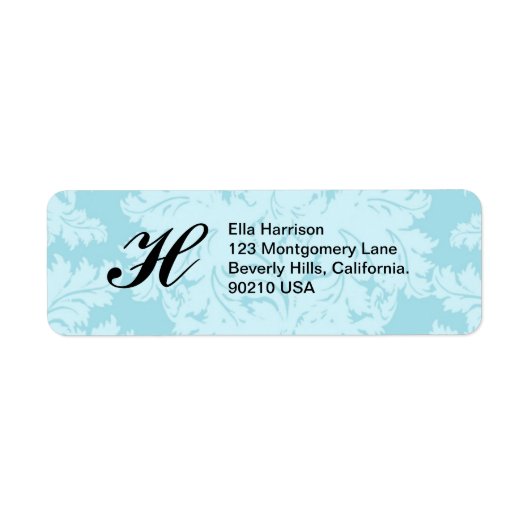 Benutzerdefinierbare Blue Damask-Adressenmarkierun (Vorne)
