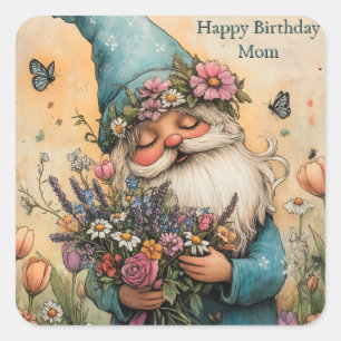 Benutzerdefinierbare Blume - GNOME-Illustration Quadratischer Aufkleber